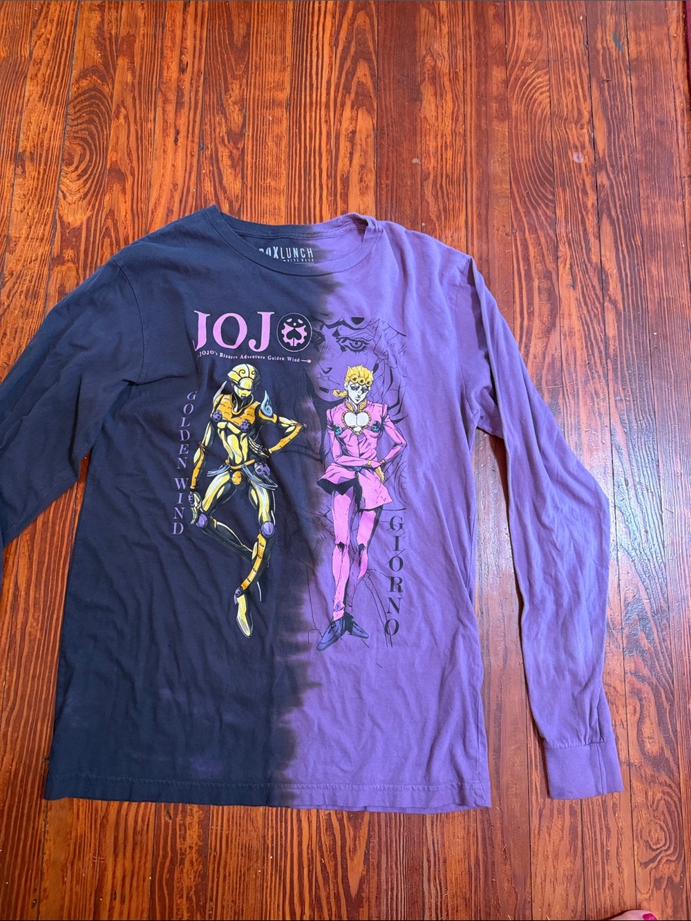 JoJo Split-Dye Graphic Long Sleeve Tee - Black & Purple
